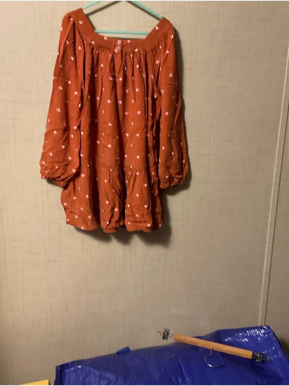Cat & Jack Rust Orange Long Sleeve Tunic Dress with White Heart Print